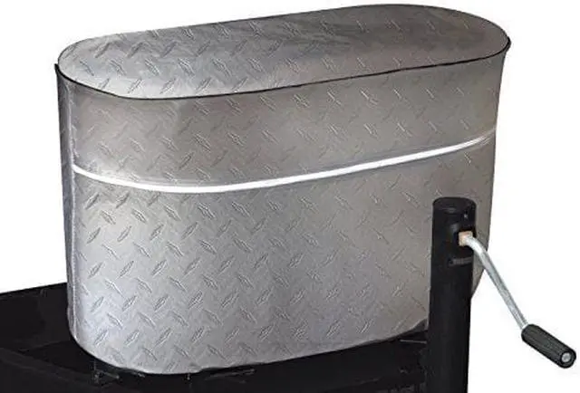 Alt view image 2 of 3 - ADCO 2712 Silver Double 20 Diamond Plated Steel Vinyl Propane Tank Cover