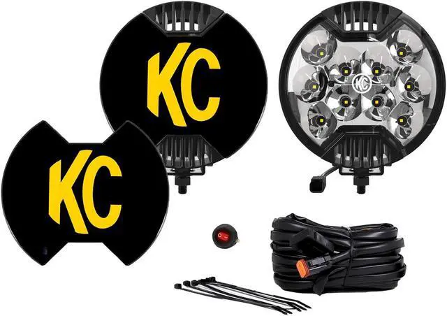 Alt view image 8 of 8 - KC HiLiTES KC100 SlimLite Pro Bright Vehicle LED Pair Spot Beam Light System, 6"