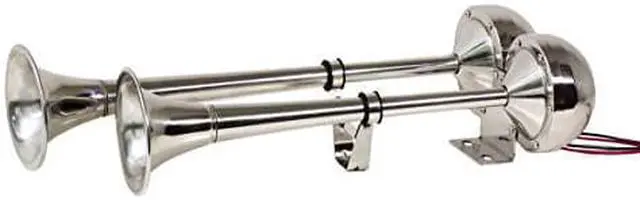 Alt view image 6 of 6 - Kleinn Air Horns Marine-One Stainless Steel Dual 12V Self-Contained Horn Kit