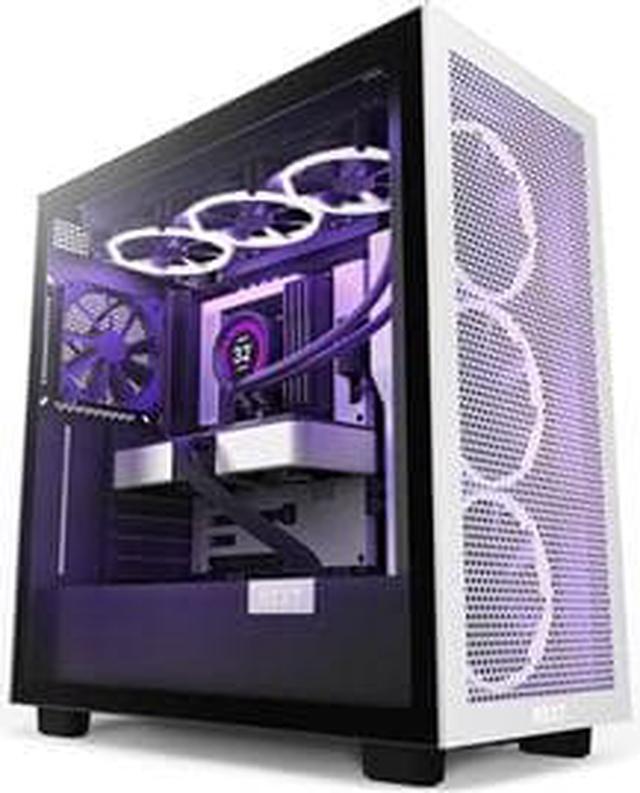 Alt view image 8 of 12 - NZXT H7 Flow White & Black - Mid-Tower Airflow PC Gaming Case - Tempered Glass - Enhanced Cable Management