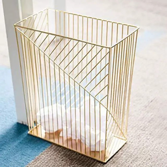 Alt view image 2 of 2 - U Brands Metal Trash Can, Vena Collection, 6 Gallon Capacity, Gold (3232U02-06)