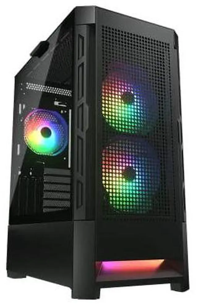 Alt view image 8 of 9 - Cougar Airface RGB Black Mid Tower Computer Case with Mesh Front Panel