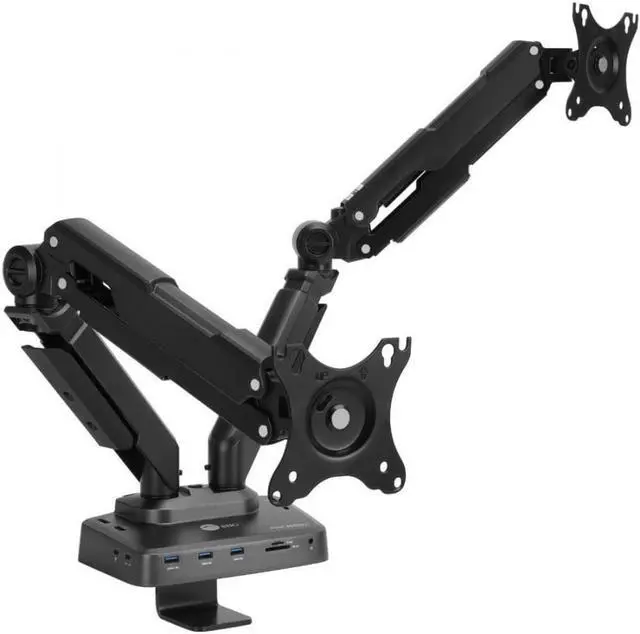 Alt view image 10 of 18 - SIIG Dual Gas Spring Monitor Arm Desk Mount with 4K Docking Station & PD - Unique Dual Moniter Desk Mount and Docking Station combo design, gives you dual-display visuals and multiple peripheral c