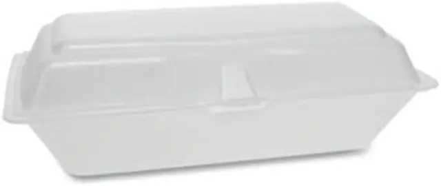 Alt view image 2 of 2 - Pactiv Foam Hinged Lid Containers Single Tab Lock Hoagie 9.75 x 5 x 3.25 1-Compartment White 560/Carton 0TH10099Y000