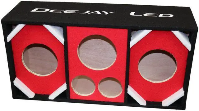 Alt view image 2 of 3 - Two 6-in Woofers plus Two Tweeters and One Horn RED Empty Chuchera Speaker Enclosure