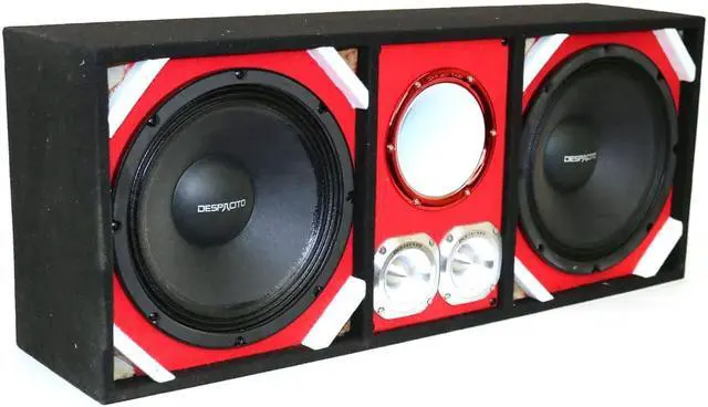 Alt view image 2 of 3 - Loaded Box withTwo Despacito Heavy Duty 12-in Woofers One Horn and withTwo Bullet Tweeters RED