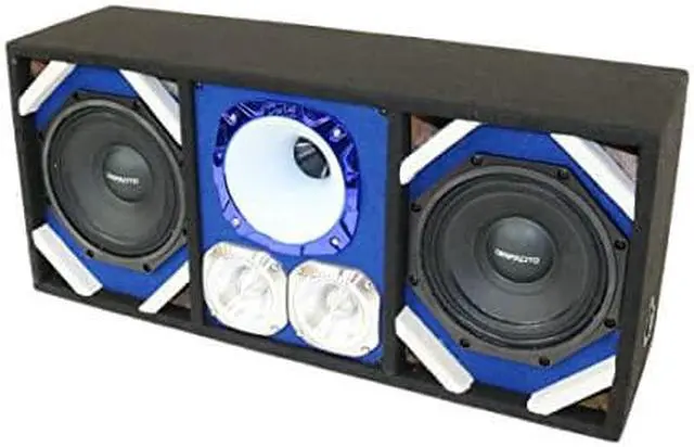Alt view image 2 of 3 - Loaded Box withTwo Despacito Heavy Duty 8-in Woofers One Horn and withTwo Bullet Tweeters BLUE