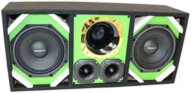 Alt view image 2 of 3 - Loaded Box withTwo Despacito Heavy Duty 8-in Woofers One Horn and withTwo Bullet Tweeters GREEN