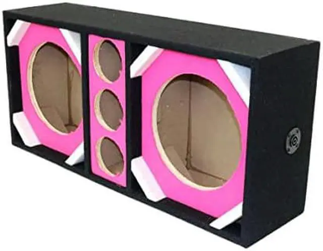 Alt view image 2 of 2 - Two 10-in Woofers plus Three Tweeters PINK Empty Chuchera Speaker Enclosure