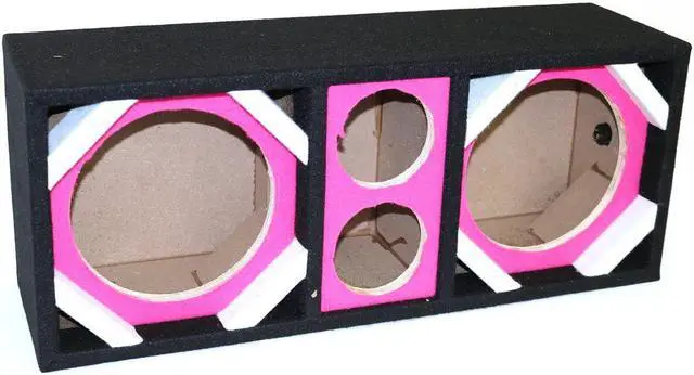 Alt view image 2 of 3 - Two 8-in Woofers plus Two Tweeters Pink Empty Chuchera Speaker Enclosure