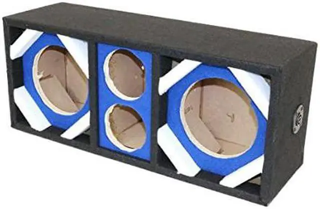 Alt view image 2 of 3 - Two 6-in Woofers plus Two Tweeters Blue Empty Chuchera Speaker Enclosure BLUE