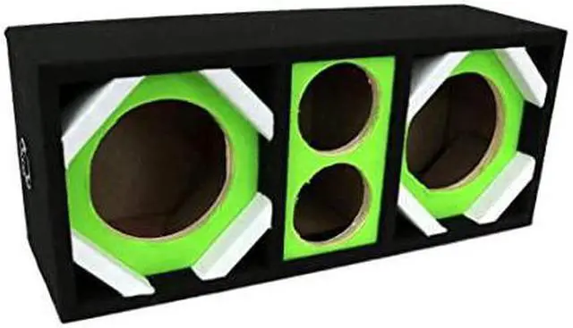 Alt view image 2 of 3 - Two 6-in Woofers plus Two Tweeters Green Empty Chuchera Speaker Enclosure