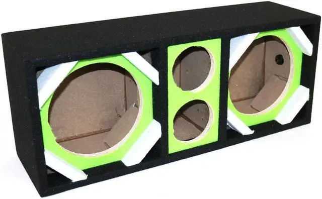Alt view image 2 of 3 - Two 8-in Woofers plus Two Tweeters Green Empty Chuchera Speaker Enclosure