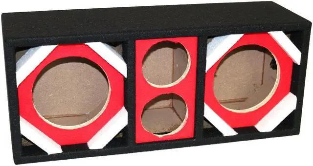 Alt view image 2 of 3 - Two 6-in Woofers plus Two Tweeters Red Empty Chuchera Speaker Enclosure
