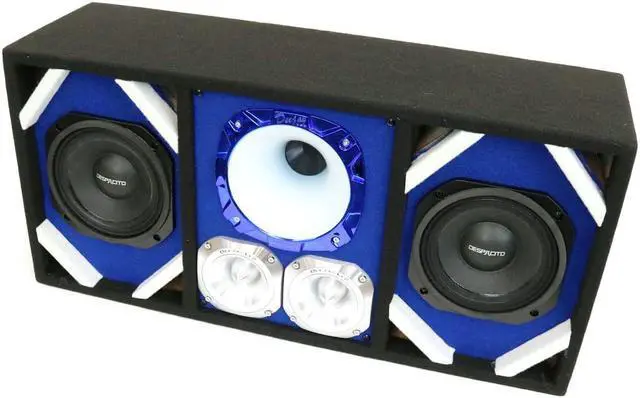 Alt view image 2 of 3 - Loaded Box withTwo Despacito Heavy Duty 6-in Woofers One Horn and withTwo Bullet Tweeters BLUE