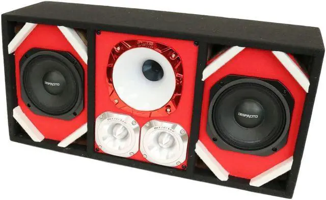 Alt view image 2 of 3 - Loaded Box withTwo Despacito Heavy Duty 6-in Woofers One Horn and withTwo Bullet Tweeters RED