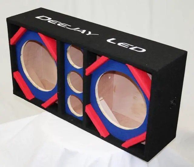 Alt view image 2 of 3 - Two 10-in Woofers plus Three Tweeters BLUE Empty Chuchera Speaker Enclosure