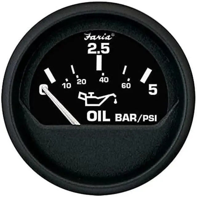 Alt view image 3 of 4 - Faria Euro Black 2" Oil Pressure Gauge - Metric (5 Bar)