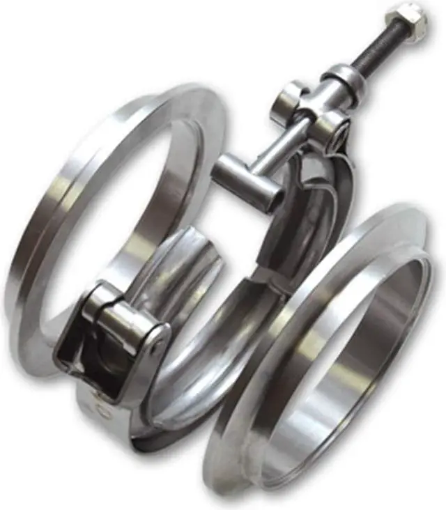 Alt view image 2 of 2 - Vibrant Power 1492 V-Band Clamp Assembly, includes Male/Female 304 Stainless Steel Flanges for 3.50 in. diameter tubing, Stainless Steel Quick-Release Clamp, kit