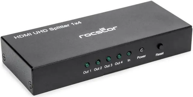 Alt view image 3 of 12 - Rocstor Premium 4 Port HDMI Splitter 4K / 60Hz Y10C294B1