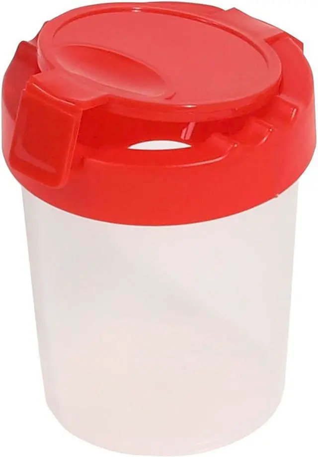 Alt view image 7 of 9 - Deflecto Antimicrobial No Spill Paint Cup 3.46 w x 3.93 h Red 39515RED