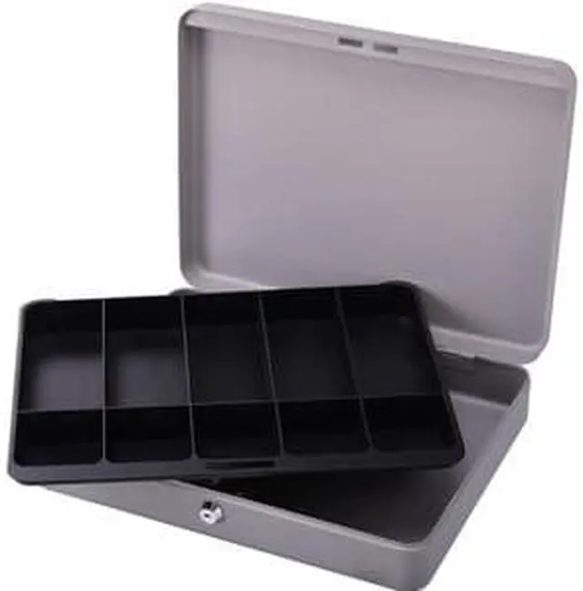 Alt view image 8 of 14 - Sparco Products 15500 Cash Box,w/ 2 Keys,10 Compartments,15-2/5" x 10-1/2" x 2-1/4, GY SPR15500