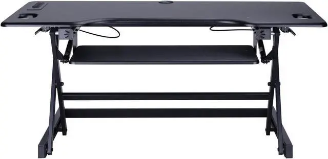 Alt view image 6 of 6 - Rocelco 46" Sit To Stand Adjustable Height Desk Riser w/ USB & AC (BLACK)