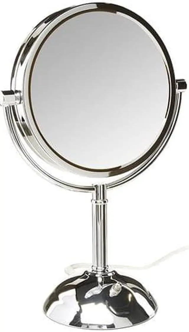 Alt view image 3 of 4 - Jerdon HL8808CL 8.5-Inch Tabletop Two-Sided Swivel LED Lighted Vanity Mirror with 8x Magnification, 3-Light Settings, Chrome Finish