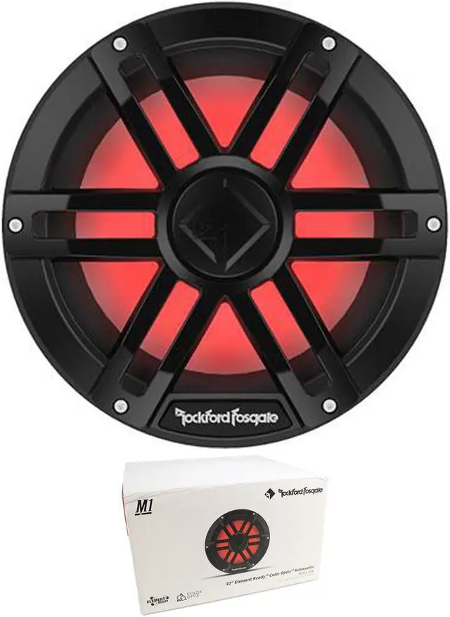 Alt view image 7 of 9 - Rockford Fosgate M1D2-10B 10'' Color Optix marine subwoofer, black grille