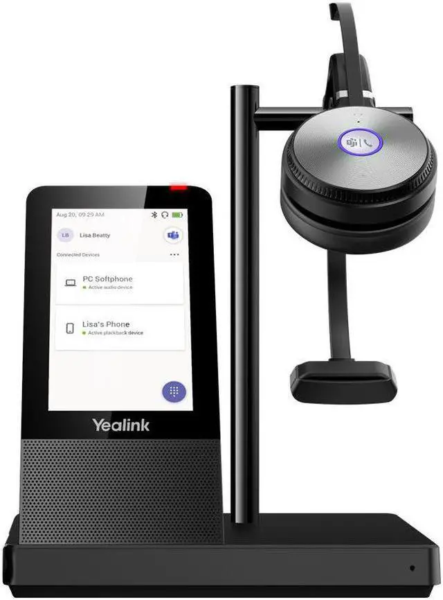 Alt view image 6 of 16 - Yealink WH66 Mono Teams 4.0 inch (480 x 800) capacitive touch screen Yealink Acoustic Shield Technology 2-ports USB 3.0 hub Wireless mobile phone charger Crystal speakerphone Supports busylight Teams