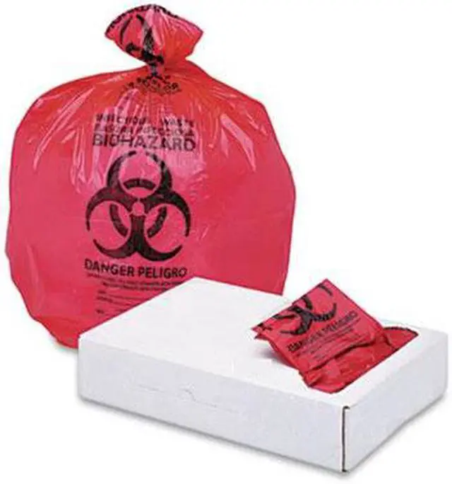 Alt view image 2 of 8 - Boardwalk Linear Low Density Health Care Trash Can Liners 16 gal 1.3 mil 24 x 32 Red 250/Carton IW2432R