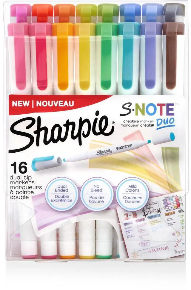 Alt view image 2 of 3 - Sharpie S-Note Creative Markers Assorted Colors Bullet/Chisel Tip 16Pk 2154174