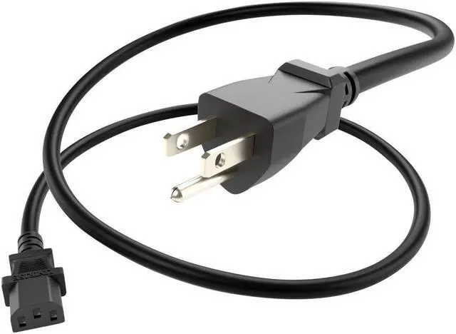 Alt view image 2 of 5 - Unirise Model PWCD-515PC13-10A-03F-BLK 3 ft. Black Desktop/ Monitor/ TV Power Cord, 5/15P-C13, SVT, 10amp, 125V