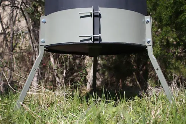 Alt view image 6 of 7 - Boss Buck BB-1.3 DIY 55 Gallon Barrel Tripod Deer Feeder 20 Inch Leg Stand Band