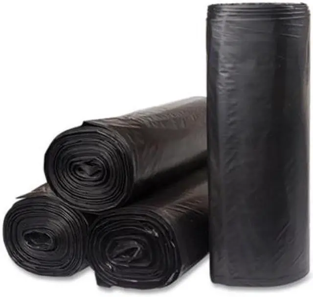 Alt view image 2 of 3 - Low-Density Commercial Can Liners 60 gal 1.2 mil 38" x 58" Black Interleaved Roll 10 Bags/Roll 10 Rolls/Carton ECI385812K