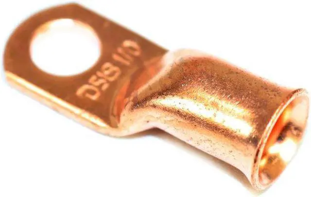 Alt view image 4 of 6 - DS18 1/0 Gauge Copper Ring Terminals Lug Wire Connector Pack of 10 CCL1/0 10X