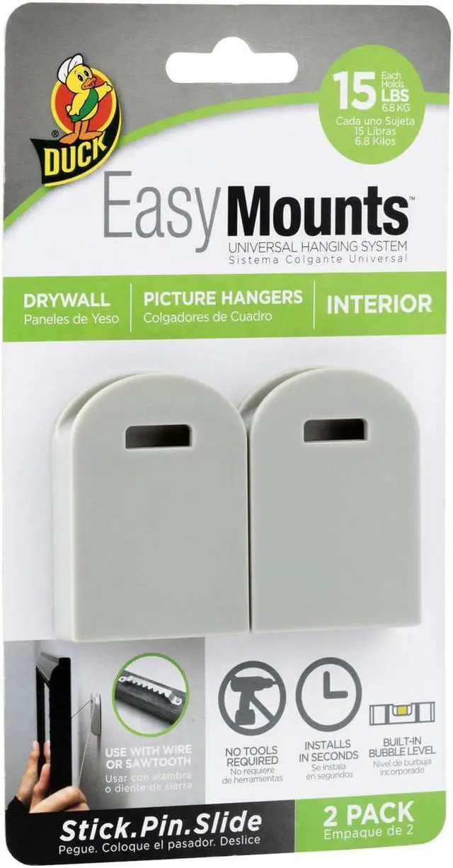 Alt view image 3 of 3 - Duck EasyMounts Small Picture Hanger Gray 15 lb Capacity 2 Hangers 287393