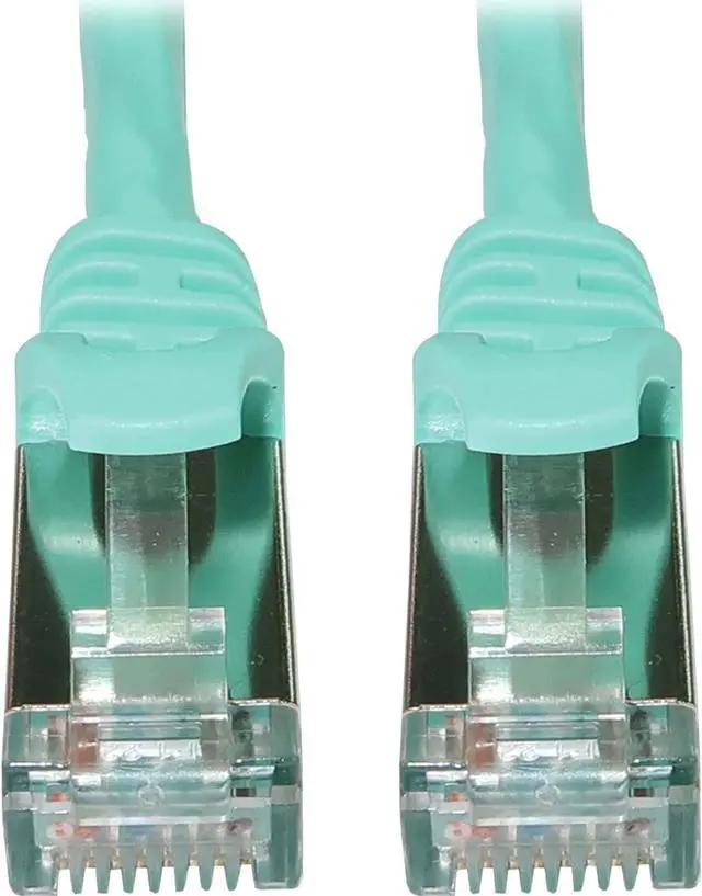 Main image of Tripp Lite Cat6a 10G Snagless Shielded Slim STP Ethernet Cable (RJ45 M/M), PoE, Aqua, 15 ft. (4.6 m) - 15 ft Category 6a Network Cable for Network Device, Server, Switch, Router, Hub, Printer, Compute