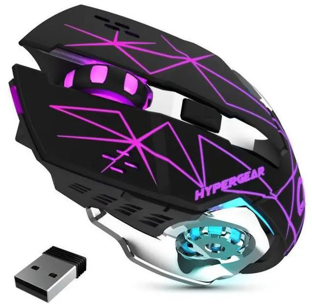 Alt view image 2 of 9 - hypergear chromium wireless gaming mouse [3-level dpi switch, 7 color led, 6 button scroll wheel, optical sensor] for pc gamer, laptop, desktop & more - 15571