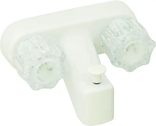 Alt view image 2 of 2 - Empire Brass U-YJW41VBW RV Non-Metallic Tub/Shower Diverter With Smoked Crystal Handles and Vacuum Breaker 4" - White