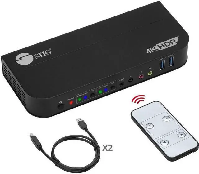 Alt view image 2 of 8 - SIIG 2x1 DisplayPort 4K KVM USB 3.0 Switch with Remote Control CEKV0C11S1
