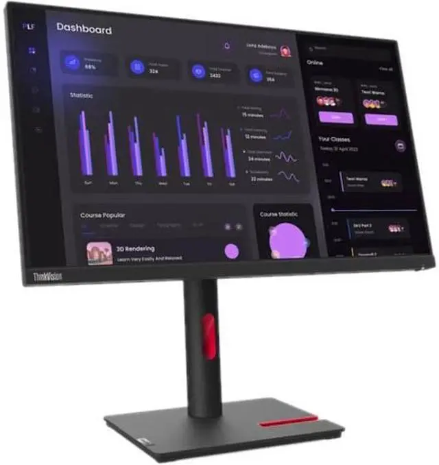 Alt view image 9 of 20 - Lenovo ThinkVision T24i-30 23.8" Full HD LCD Monitor - 16:9 - Raven Black - 24" Class - In-plane Switching (IPS) Technology - 1920 x 1080 - 16.7 Million Colors - 250 Nit - 4 ms - 60 Hz Refre