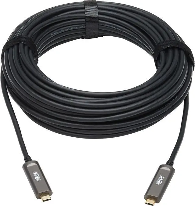 Alt view image 2 of 11 - Tripp Lite USB-C AOC Cable (M/M) - USB 3.2 Gen 2 (10 Gbps) Plenum-Rated Fiber Active Optical Cable - Data Only, Black, 15 m - 49.21 ft USB-C Data Transfer Cable for Server, Hard Drive, Desktop Compute