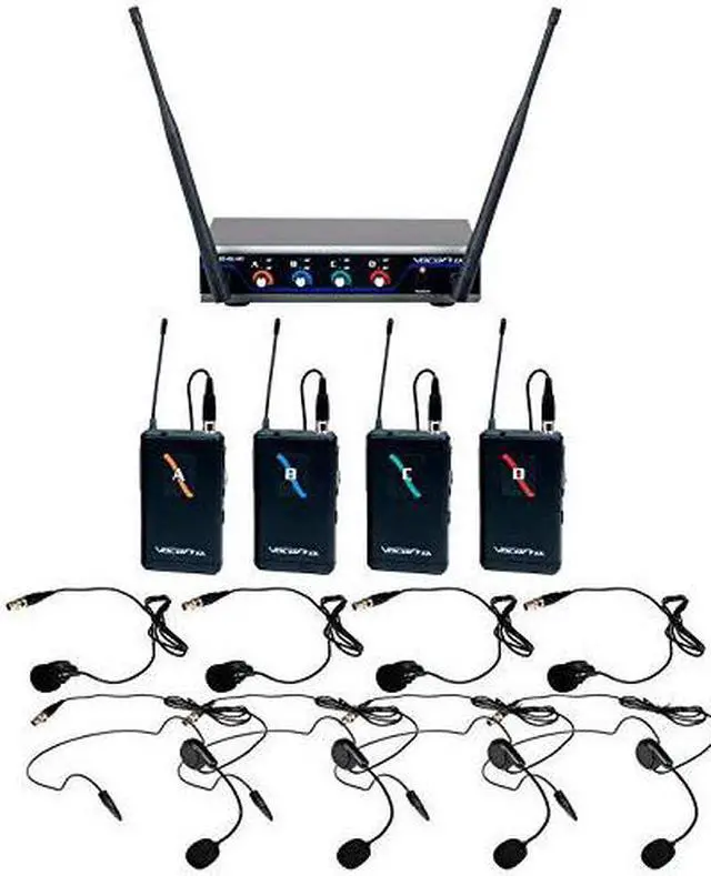 Alt view image 4 of 10 - VocoPro Digital-Quad-B 4-Ch UHF Headset & Lapel Mic System, 903.1 to 912.2MHz