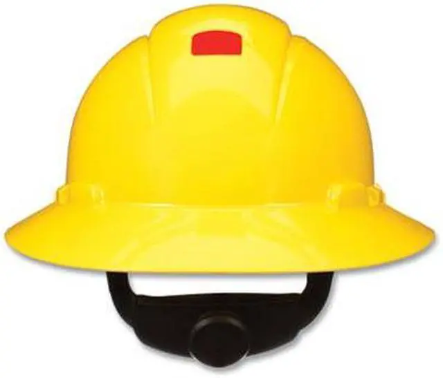 Alt view image 2 of 12 - 3M SecureFit HDPE 4-Point Ratchet Suspension Full Brim Hard Hat Yellow (H-802SFR-UV)