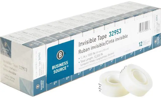 Alt view image 12 of 12 - Business Source Invisible Tape Value Pk 1" Core 3/4"x1000" 12/PK Clear 32953