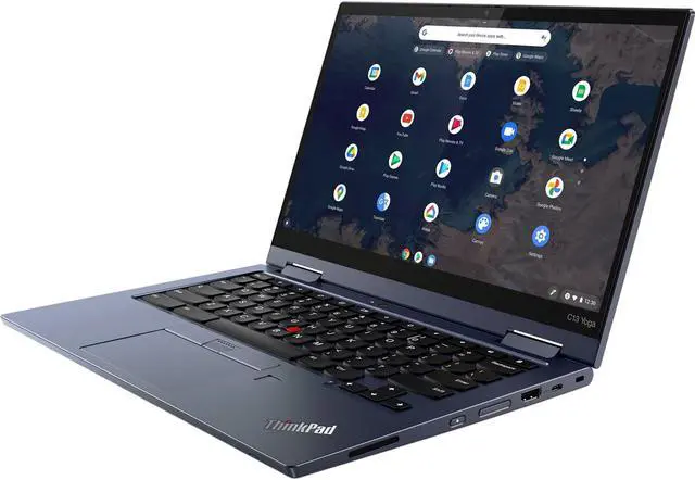 Alt view image 11 of 18 - Lenovo ThinkPad C13 Yoga Gen 1 20UX001PUS 13.3" Touchscreen 2 in 1 Chromebook - Full HD - 1920 x 1080 - AMD 3150C Dual-core (2 Core) 2.40 GHz - 4 GB RAM - 32 GB Flash Memory - Abyss Blue - Chrome
