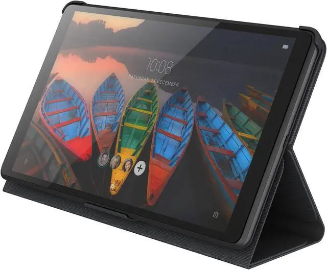 Alt view image 6 of 14 - lenovo tab m8 folio case, polycarbonate and microfiber material, polyurethane protective film, zg38c02862, black