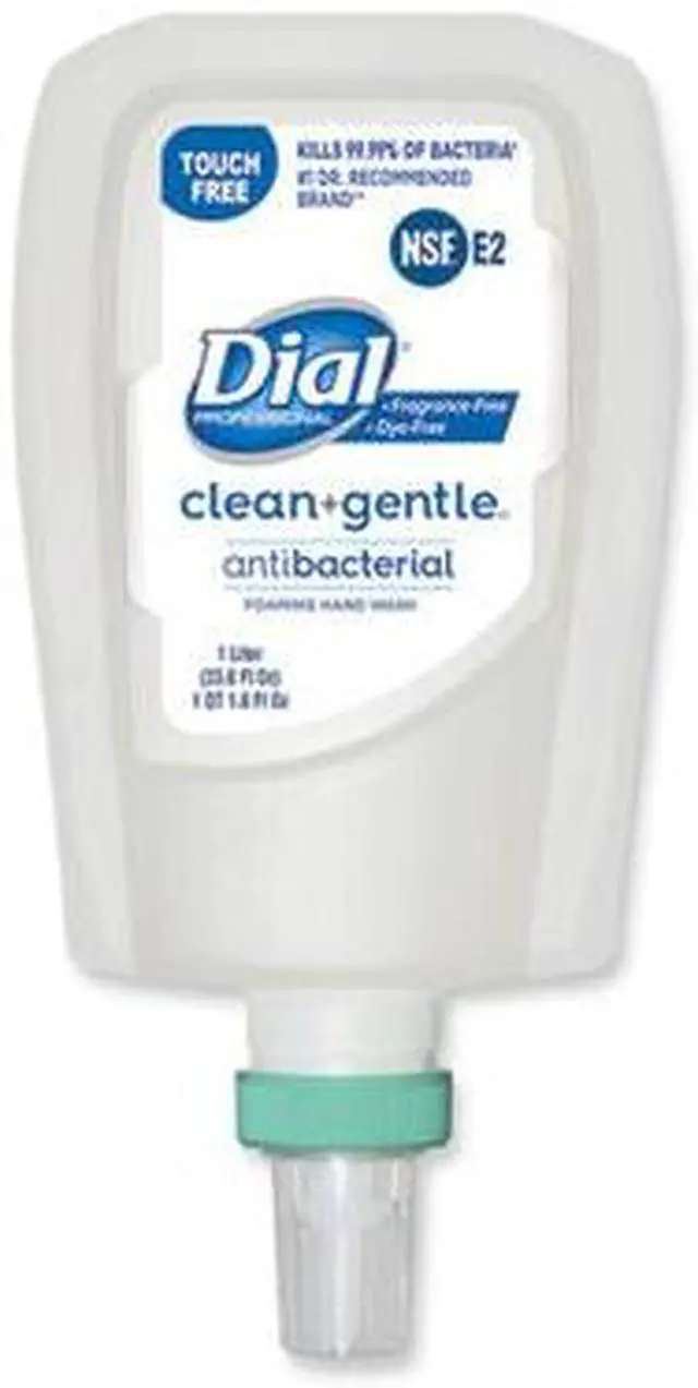 Alt view image 8 of 9 - Dial Clean+Gentle Antibacterial Foaming Hand Wash Refill for FIT Touch Free Dispenser Fragrance Free 1 L 3/CT (DIA32106CT)