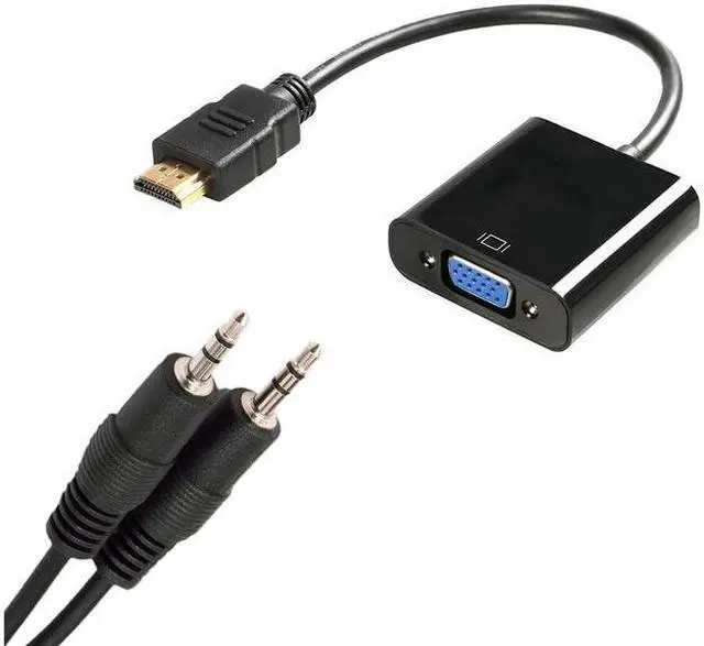 Alt view image 3 of 3 - 4XEM 4XHDMIVGAAB HDMI to VGA Adapter With 3.5mm Audio Cable - Black